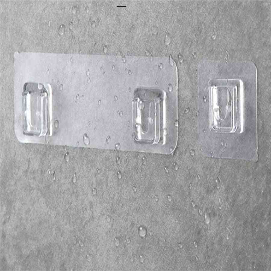 1/2/4 piezas ganchos de plástico para el hogar, estante impermeable gancho adhesivo para cocina, baño - 2 piezas de largo transparente