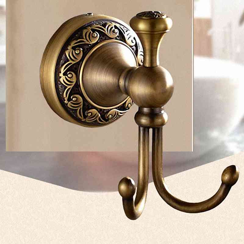 Bathroom Accessories - Antique Brass Collection Towel Ring, Paper Holder, Toilet Brush, Coat Hook, Bath Rack And Soap Dish Faucet
