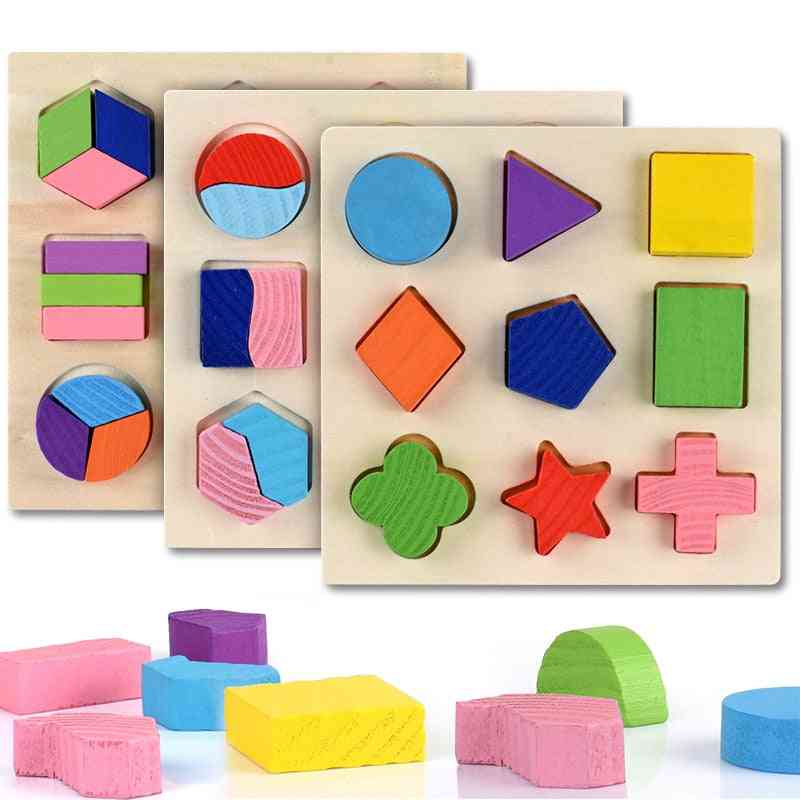 Lesene geometrijske oblike montessori sestavljanka razvrščanje matematičnih opek - predšolsko učenje izobraževalna igra za
