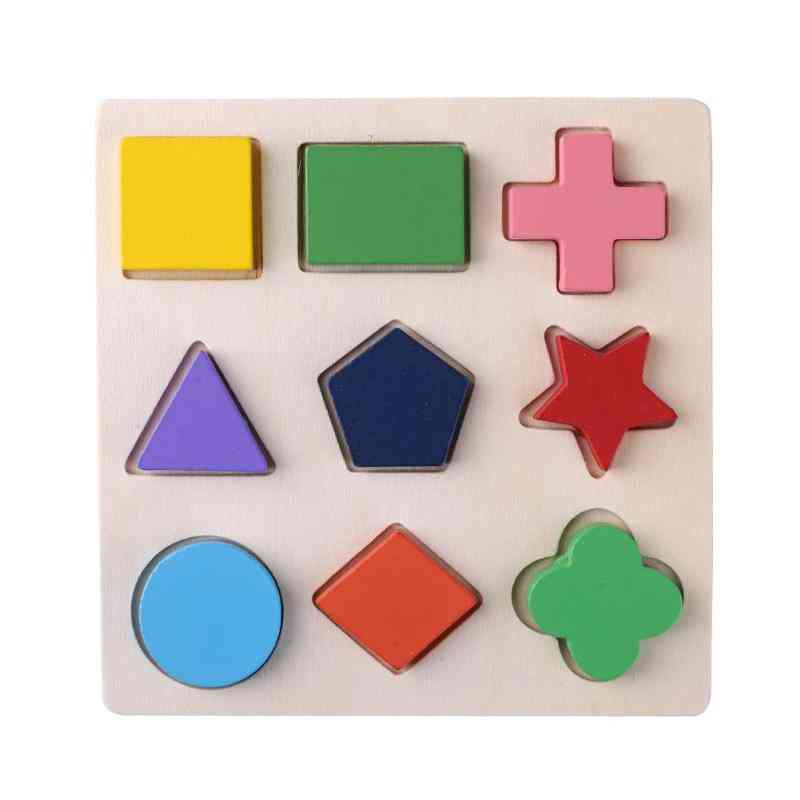 Wooden Geometric Shapes Montessori Puzzle Sorting Math Bricks - Preschool Learning Educational Game For