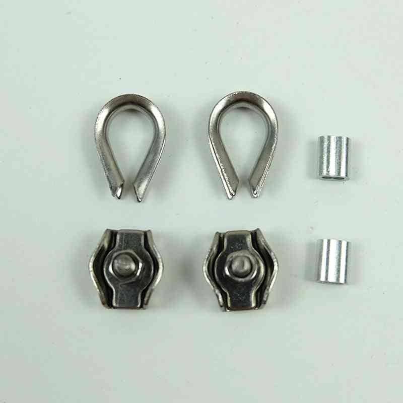Abrazadera de anillo de dedales de 2 piezas, abrazaderas de cable de agarre único 2 piezas, férula de aluminio de 2 piezas para cables de acero inoxidable de 1 mm / 2 mm / 3 mm - abrazaderas para cuerda de 1 mm