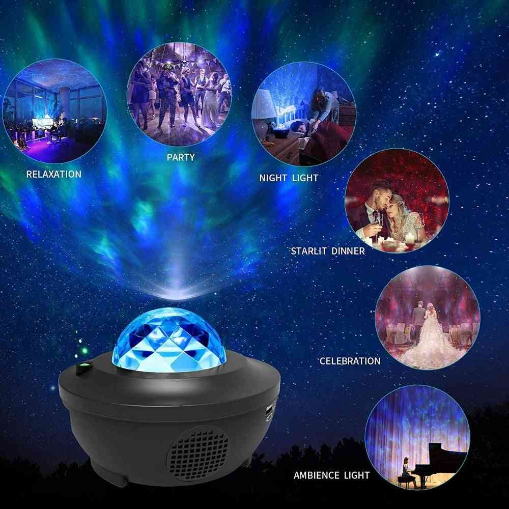 Bluetooth Colorful Romantic Starry Sky Projector Night Light With Music Speaker & Remote Control