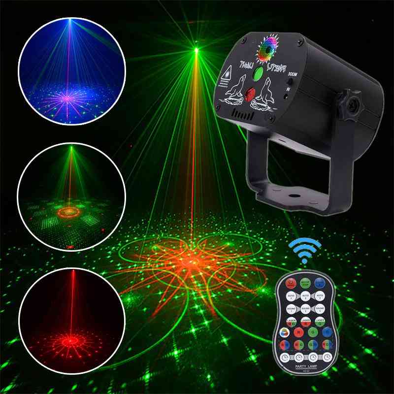 Usb Rechargeable, 60 Patterns Led-laser Projecor With Remote Control