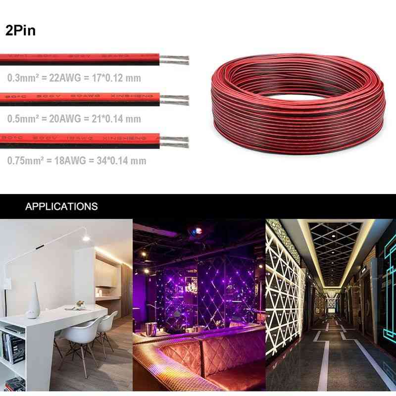 2 pin elektrische kabel 22awg -20awg en 18awg sm jst connector 2 core koperen draden, voor 3528 2835 led strip verlichting driver