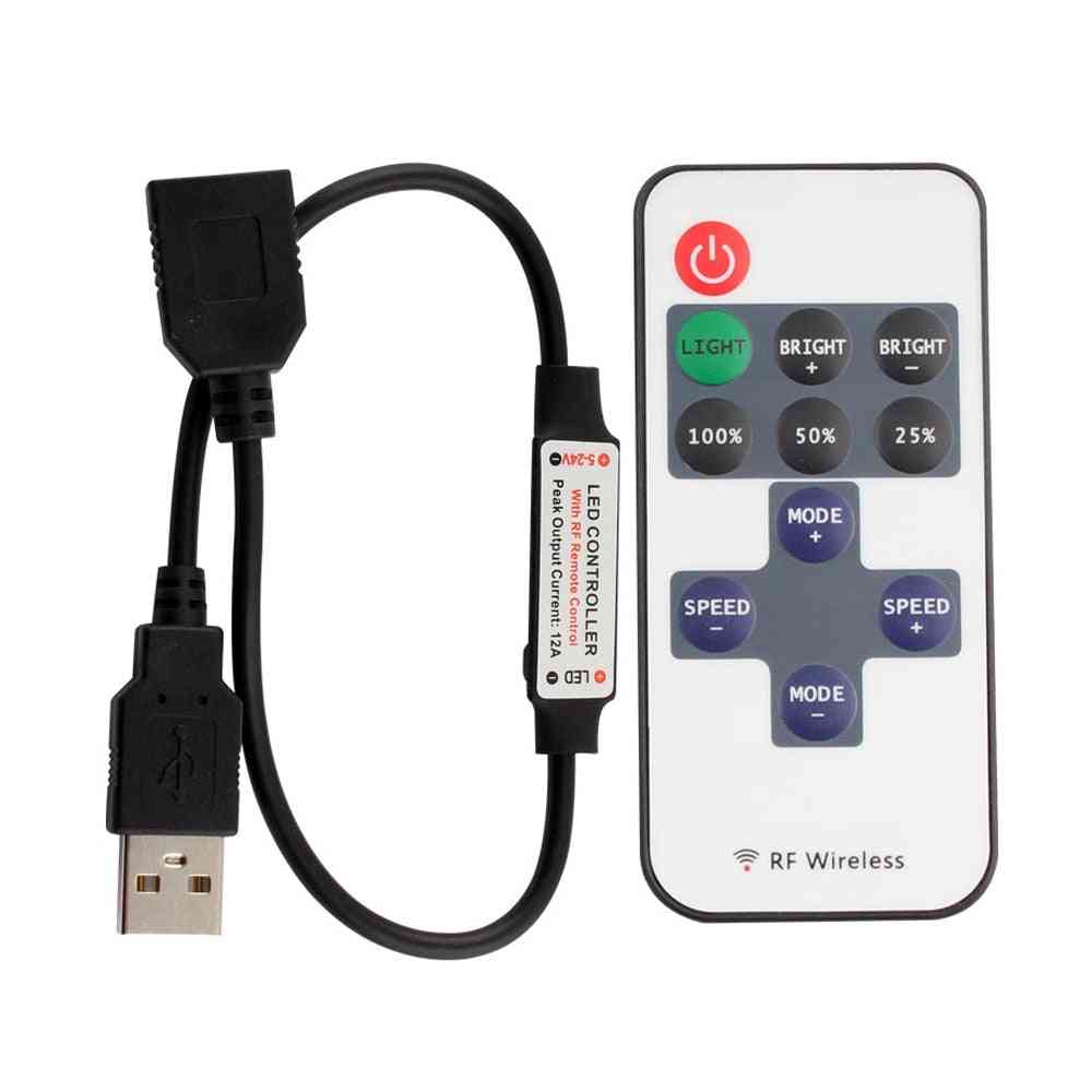 11 nøgler LED Strip Controller-Mini Dimmer RF Remote 5V USB Interface Controller til 5050/2835 Single Color LED Strip -