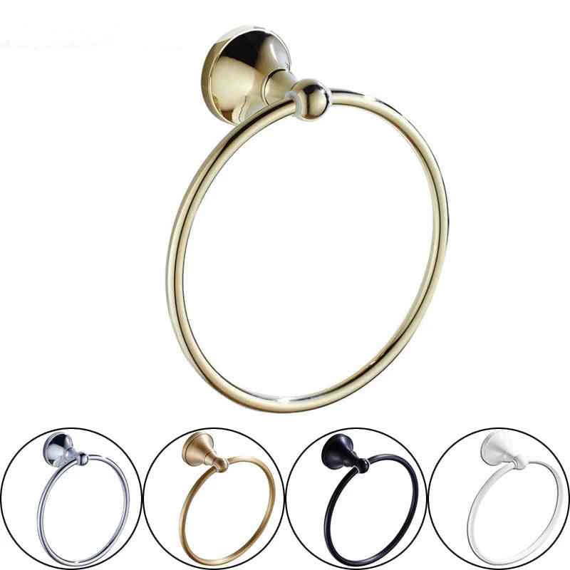 Suport pentru inel de prosoape de mână accesorii de baie alb-negru montate pe perete - inel rotund din bronz antic suspendat crom