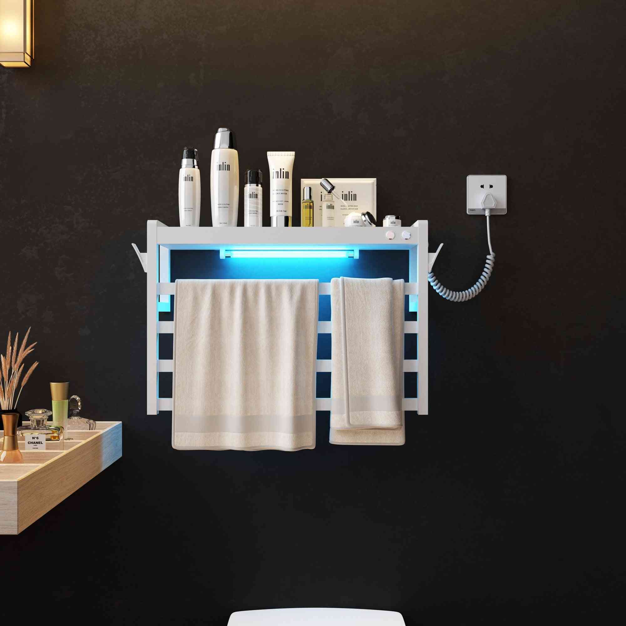 Acessórios de banheiro toalheiro aquecido eletricamente, secador de toalhas, toalheiro de aço inoxidável - atualização 101 do toalheiro inteligente de esterilização - branco básico / cn / direito