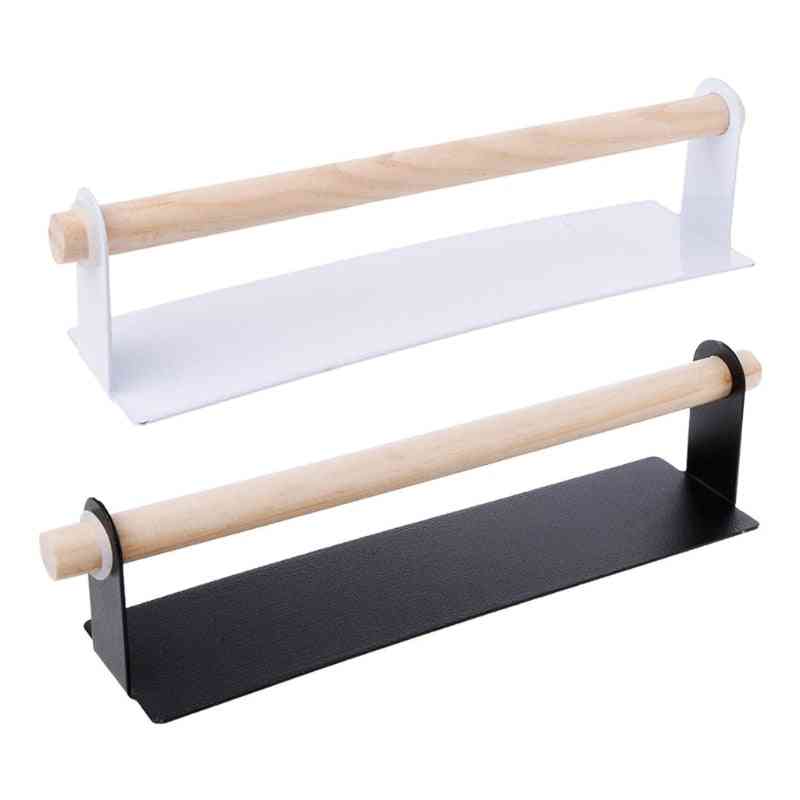Punch Free, Self-adhesive Paper Roll And Towel Hanging Wooden Shelf