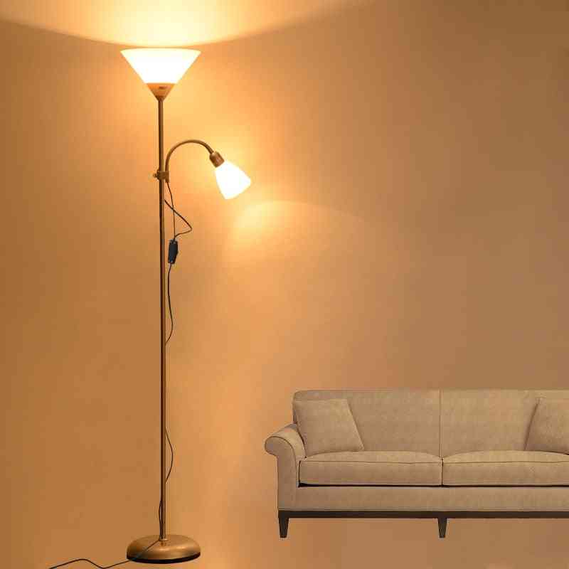 Lámparas de pie pintadas de hierro modernas de estilo americano ajustables e27 led 220v, para sala de estar, oficina de estudio, blanco