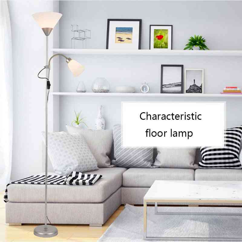 Piantana moderna in ferro verniciato stile americano orientabile e27 led 220v, per soggiorno, studio comodino ufficio - bianco