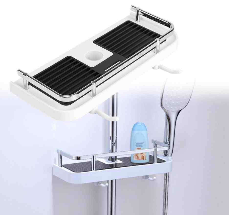 Supporto per rack per doccia per palo da bagno, mensole per bagno piatto doccia, supporto per testata a un livello -