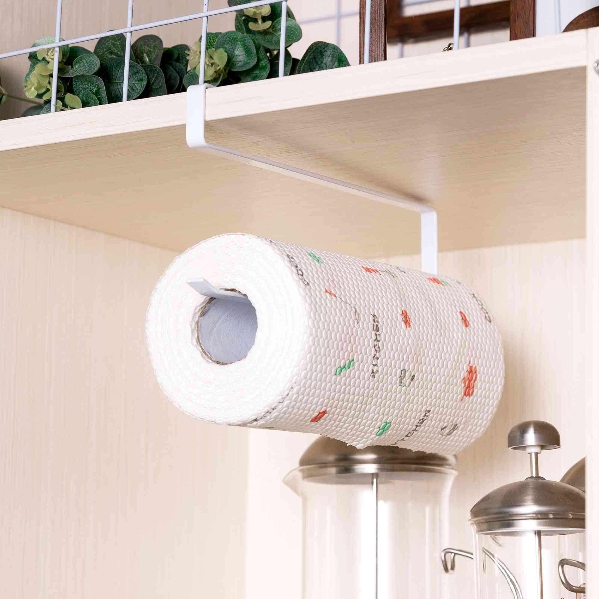 Kreatív kovácsoltvas tároló, törölköző nélküli papírtartó fürdőszobához, konyhai nappalihoz (fehér)