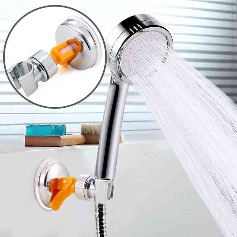 Badeværelse justerbart brusehoved holder rack beslag kraftfuld sugekop bruser holder vægmonteret brusebad tilbehør - orange