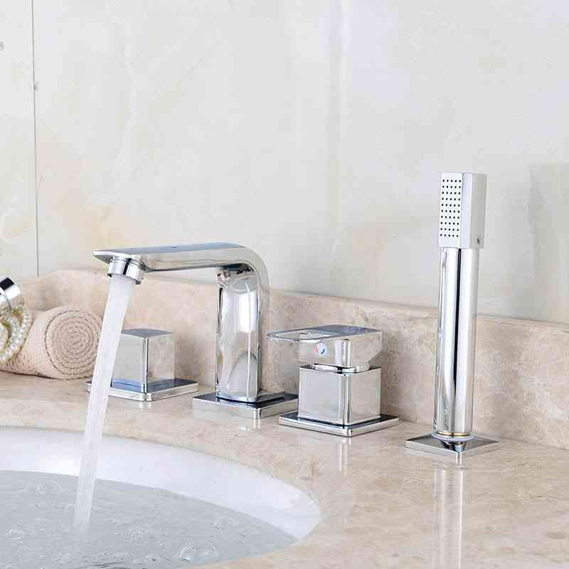 4pcs Set Of Wash Basin, Deck/wall Mounted-handheld Mixer Tap With Shower