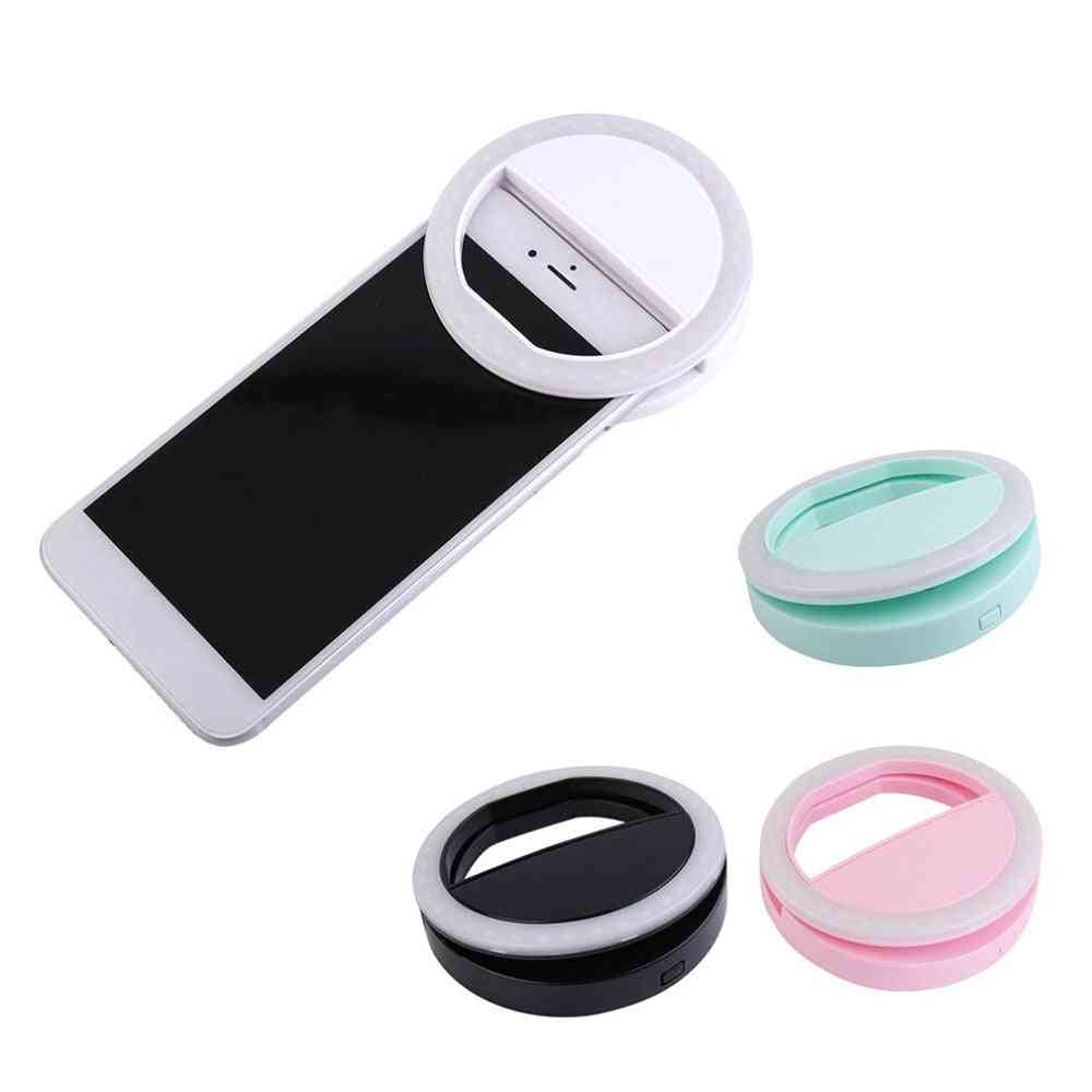 Universal selfie-ledet ringelys, bærbar mobiltelefonlampe, lysende klip til iphone samsung - sort-29
