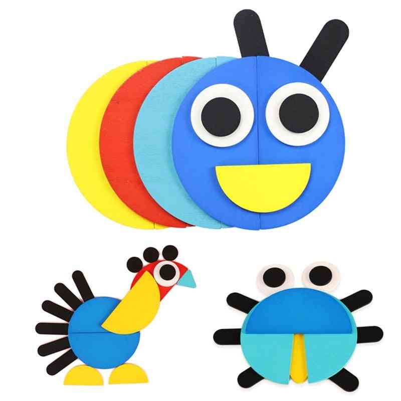 Animais com padrão de madeira infantil quebra-cabeça de jogos de classificação e empilhamento brinquedo educacional montessori para crianças - estilo 2