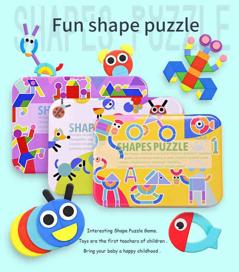 Animais com padrão de madeira infantil quebra-cabeça de jogos de classificação e empilhamento brinquedo educacional montessori para crianças - estilo 2