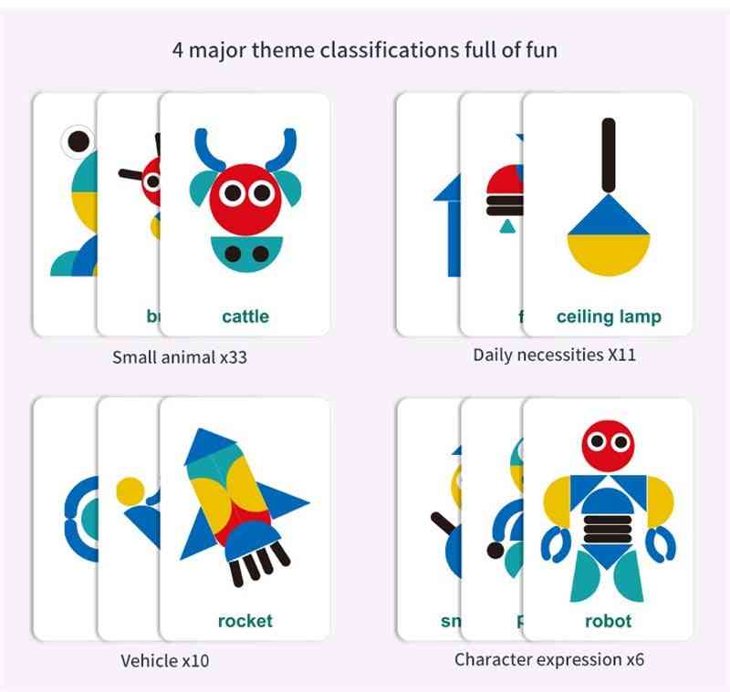 Barn trä mönster djur pussel sortering och stapling spel montessori pedagogisk leksak för småbarn - stil 2