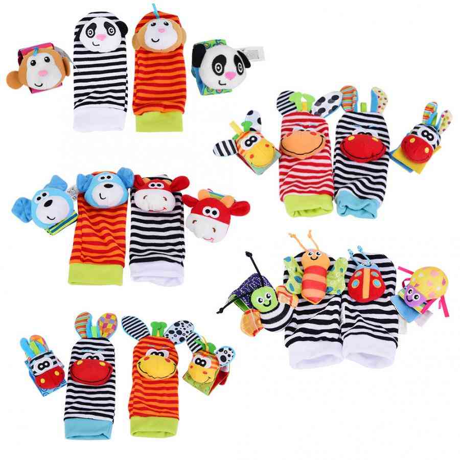 Baby Rattles Toy, 0-12months Wrist Strap Rattles Animal Socks Toy, New Wristbands Infant Soft Handbells Hand Foot Socks