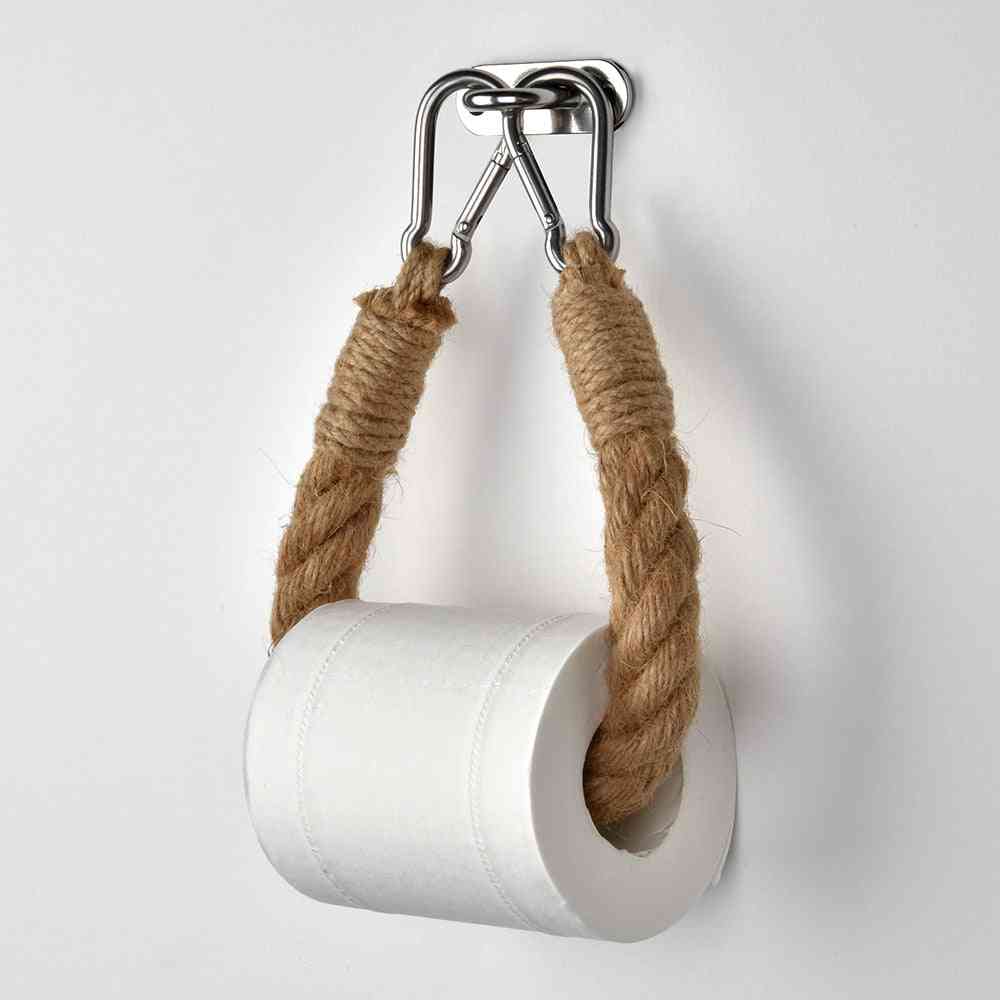Vintage Towel Hanging Rope And Toilet Paper Holder