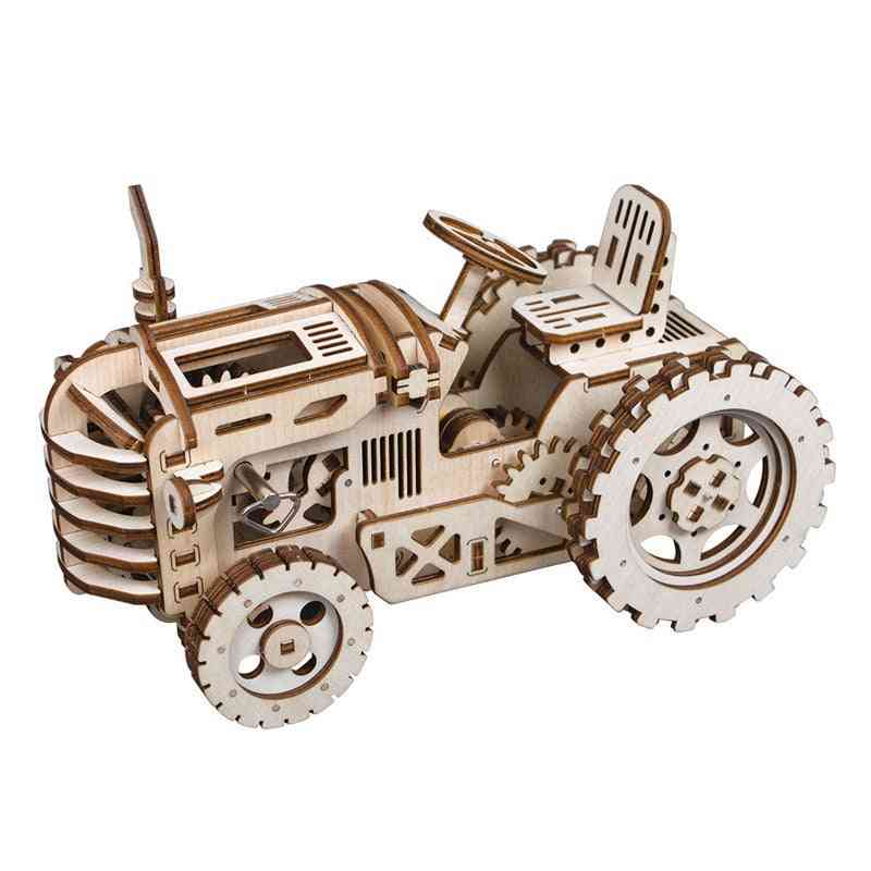 4 Arten von DIY Laserschneiden 3D mechanische Modell Holz Modellbausätze Montage Spielzeug für Kinder Erwachsene - lk401 Traktor