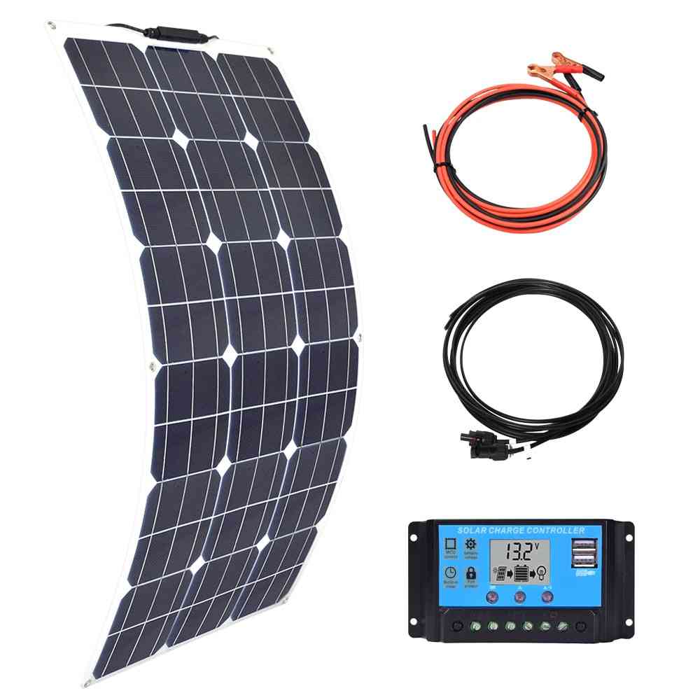 Fleksibelt solcellepanel 300w 12v batterilader, bærbar solcelle 5v usb for telefonbilbåt Kina utendørs vanntett - 300w system
