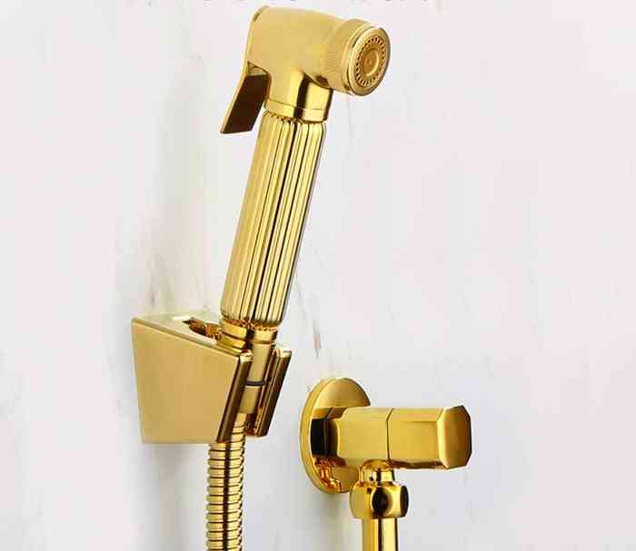 Torneira toilette or couche à main cuivre bidet pulvérisateur douche shattaf douche kit jet et valve d'angle d'or