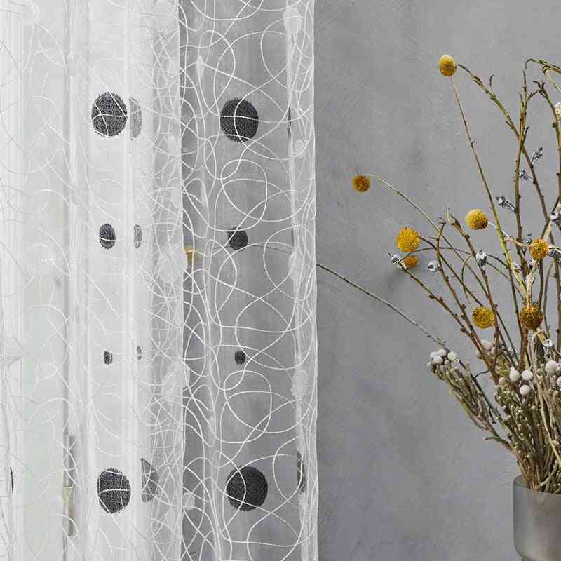 Bird Nest Pattern, Sheer Dots Curtains For Kitchen, Living Room, Bedroom
