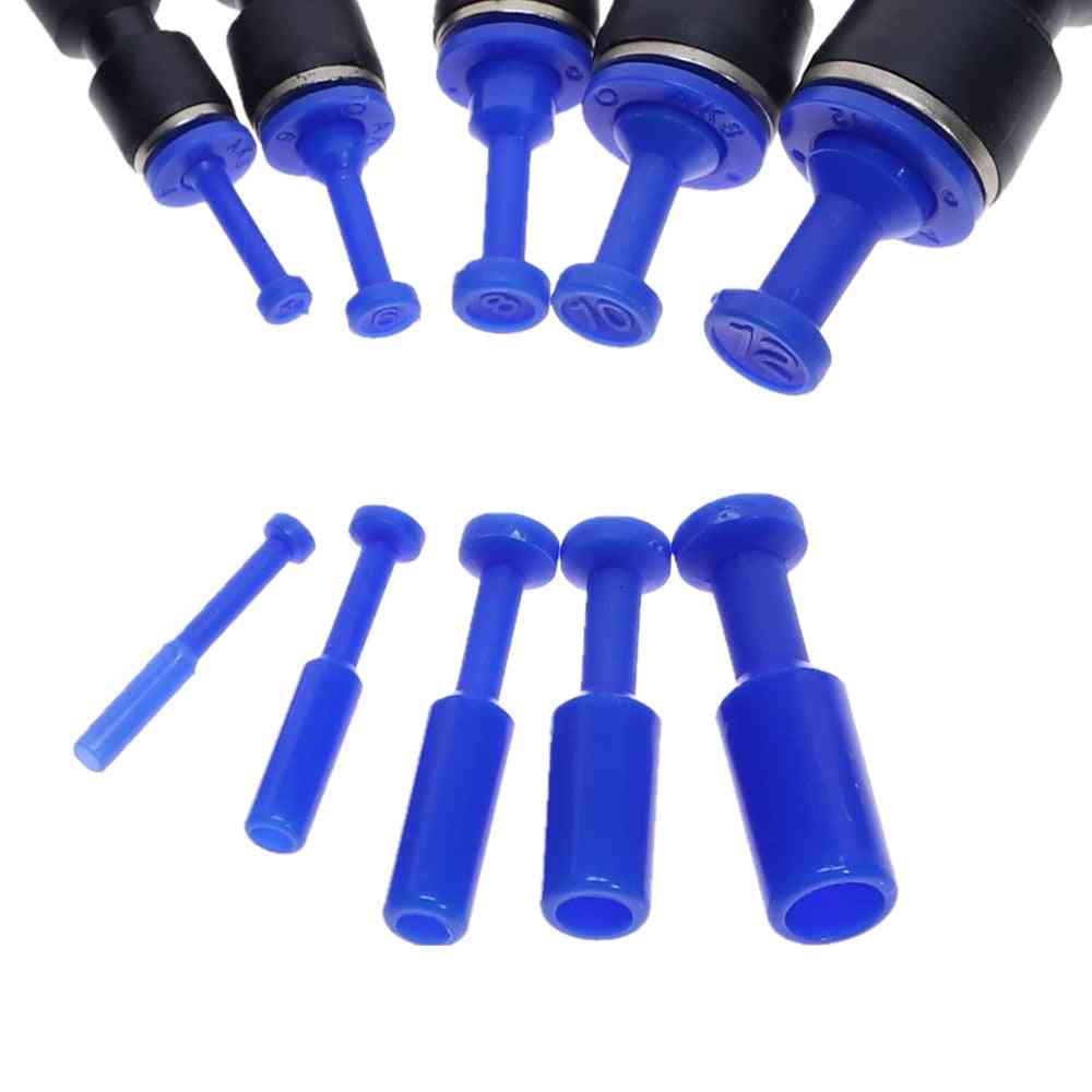 10 st blå nylon luft pneumatiska delar rörplugg för luftslang.