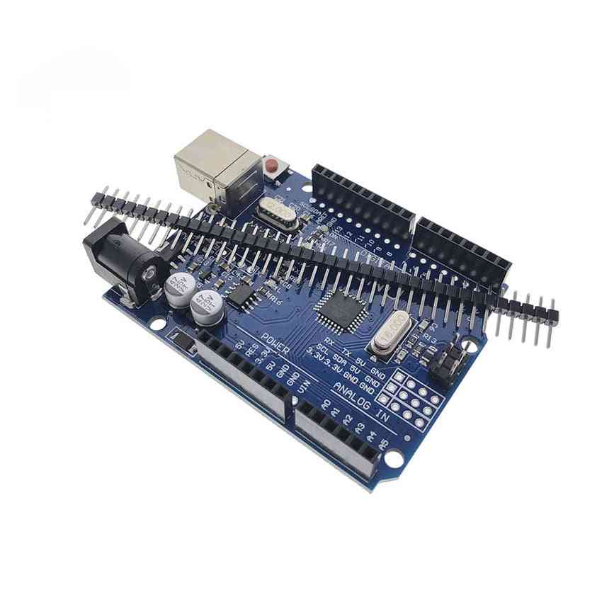 Un set uno r3 scheda di sviluppo, atmega328p, ch340, ch340g per kit fai da te arduino con intestazione pin diritto