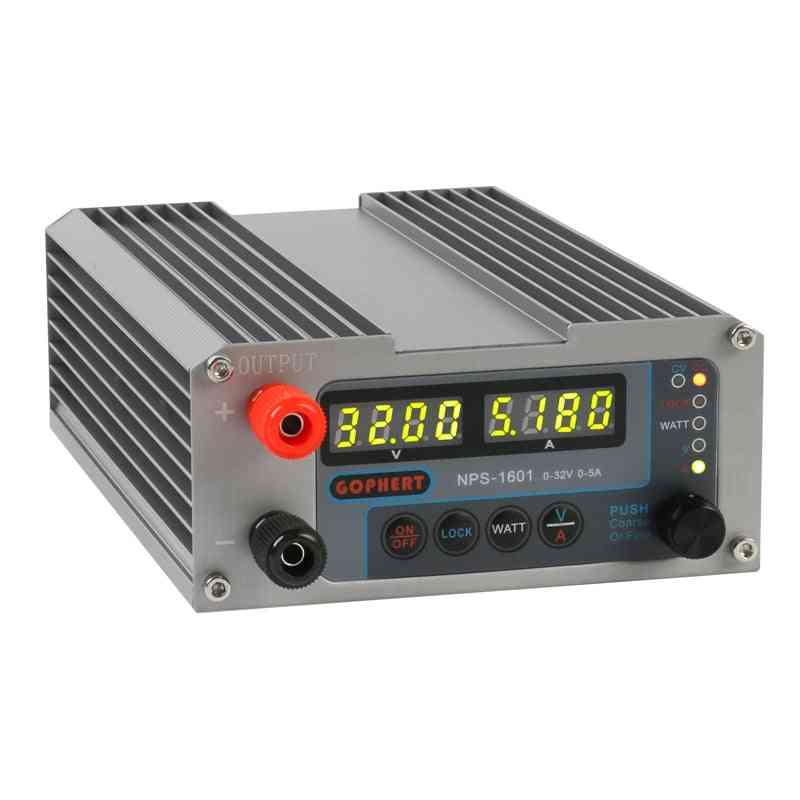 Nps-1601 Version Laboratory Diy Adjustable Digital Mini Switch Dc Power Supply Watt With Lock Function 0-32v 5a Eu Plug