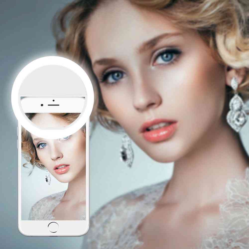 Novidade clipe led selfie lâmpada anel para câmera do telefone, portátil clip-on lâmpada mulheres menina night darknes