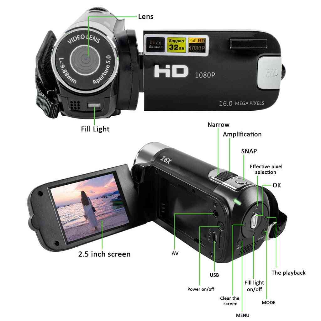 Caméscope caméra vidéo numérique 16x Full HD 1080p