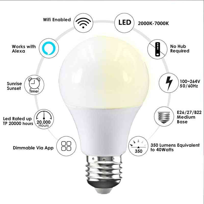 E27 / b22 smart wifi lampe dimmen glühbirne 15w kalt & warm unterstützung alexa google home - warm und kalt / e27 220v