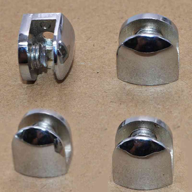 Half Round Glass Clamps - Plane Zinc Alloy Shelves Support Two Hole Corner Bracket Clips