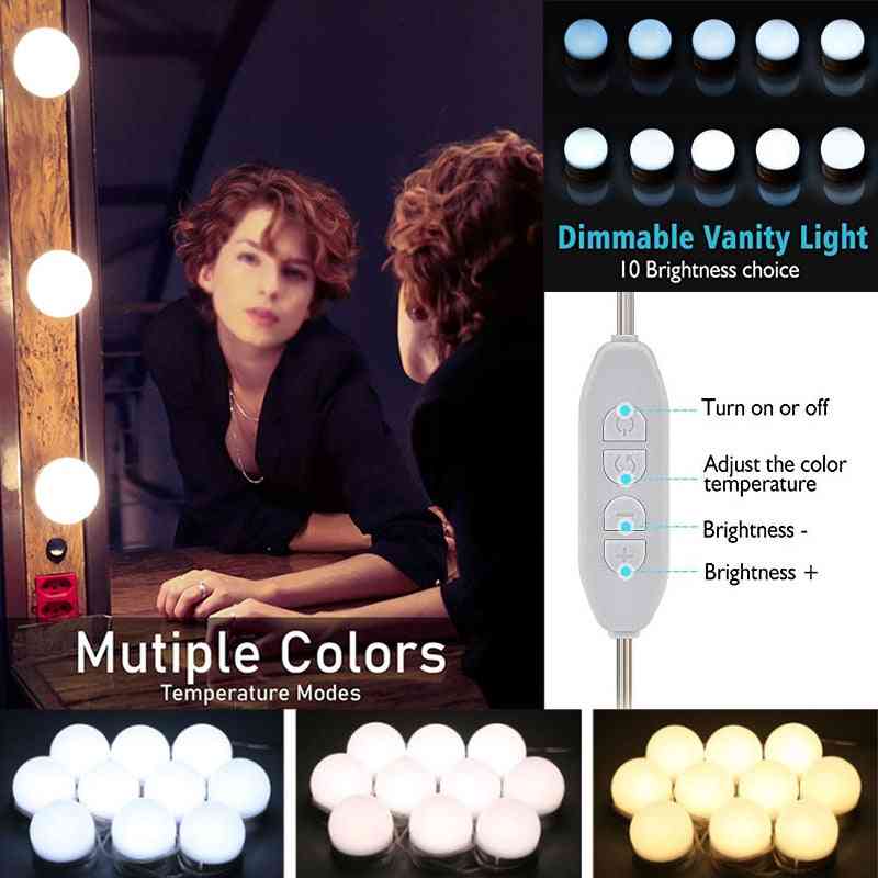 LED nastavljive žarnice za polnjenje, ki jih je mogoče zasenčiti, za ogledalo za ličenje