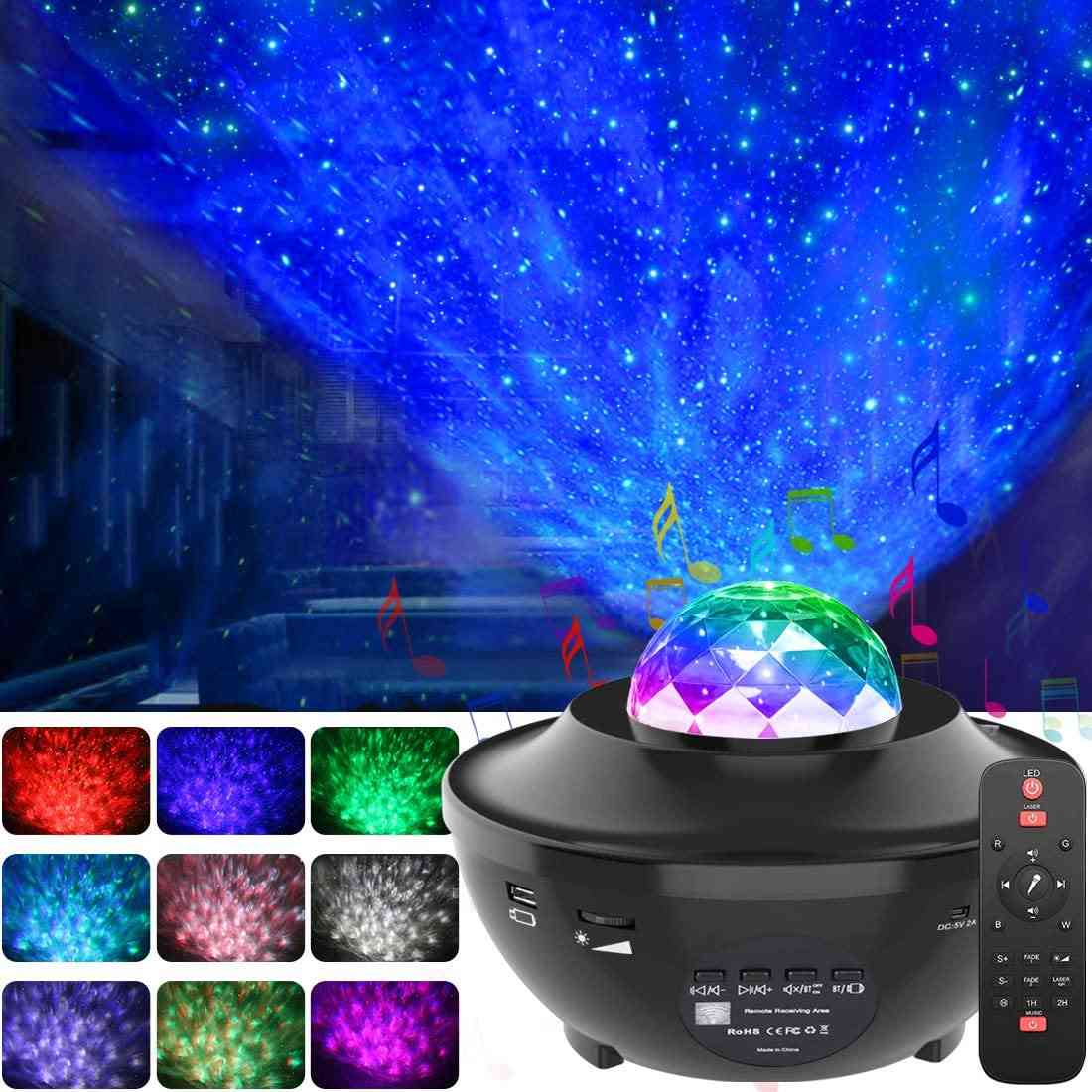 Colorful Starry Sky Projector Night Light Sea Wave Atmosphere Lamp With Bluetooth Music Speaker