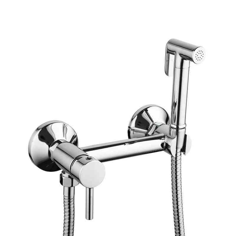 1 Set Solid Brass Tube Cold & Hot Water Shower Mixer With Bidet Shower