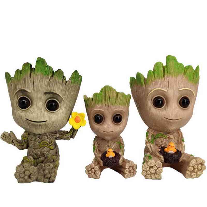 Strongwell flower pot baby groot big cute toy portapenne pvc hero model tree man garden plant - come immagine-29
