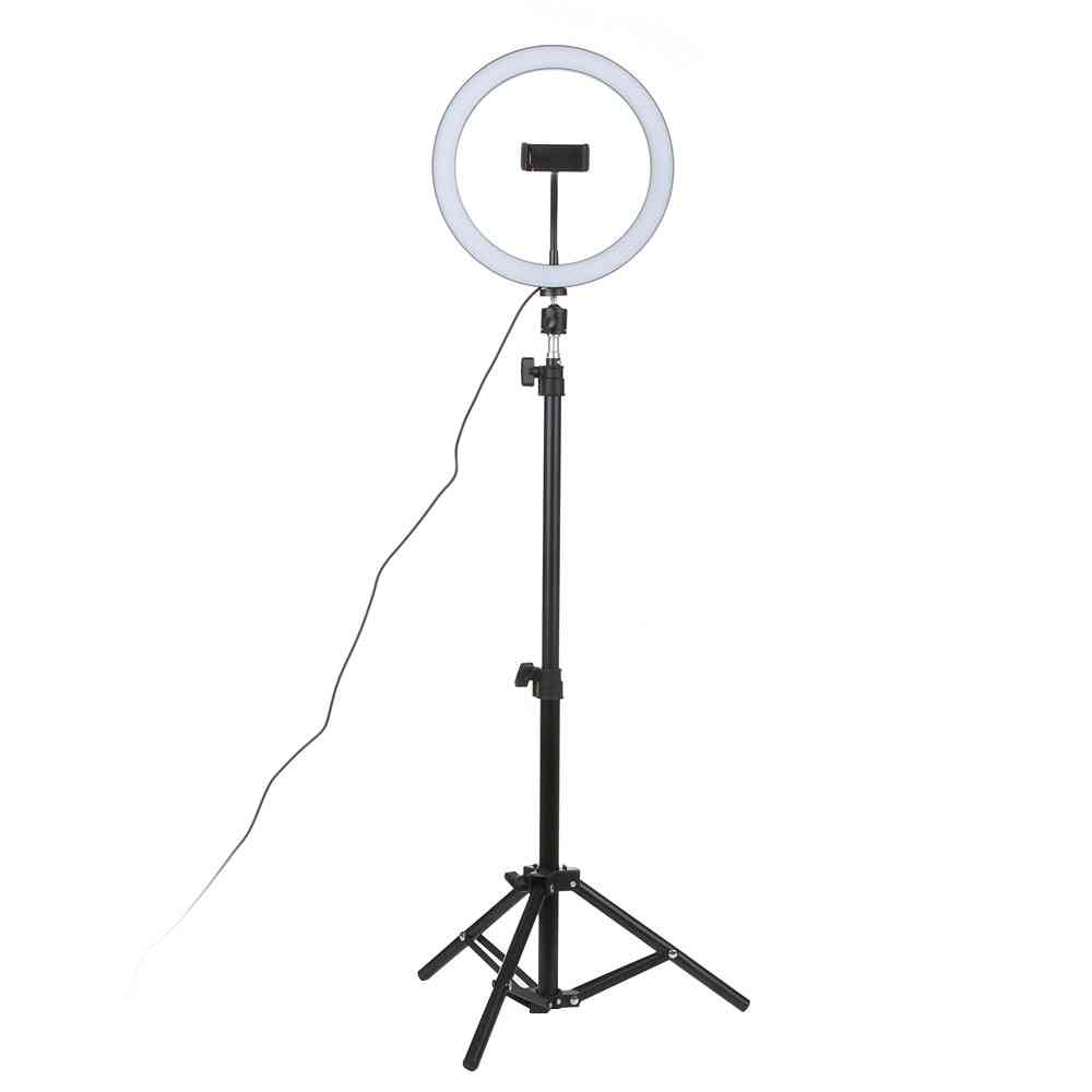 Cámara de estudio led luz de anillo foto teléfono lámpara de video con trípodes luz de relleno de mesa de anillo de palo selfie para canon - solo luz de anillo