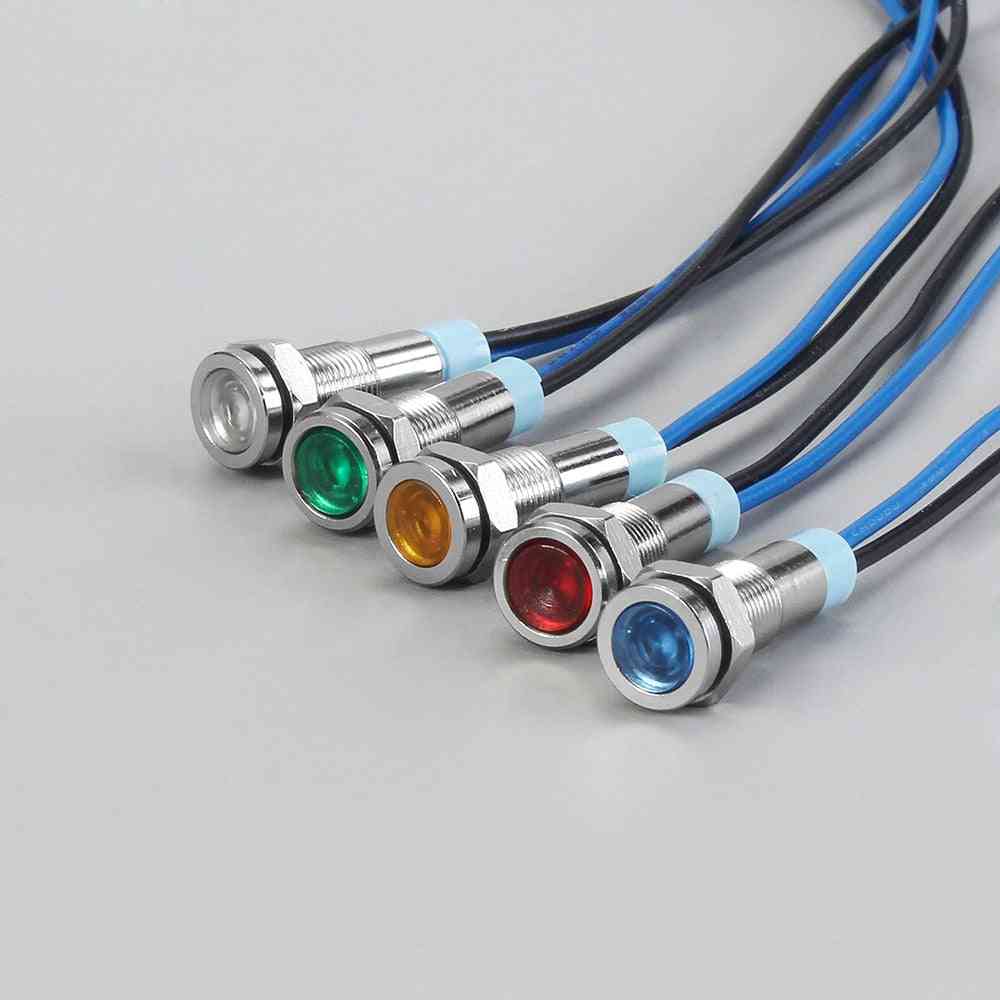 6mm Led Metal Indicator Light  Waterproof Signal Lamp With Wire
