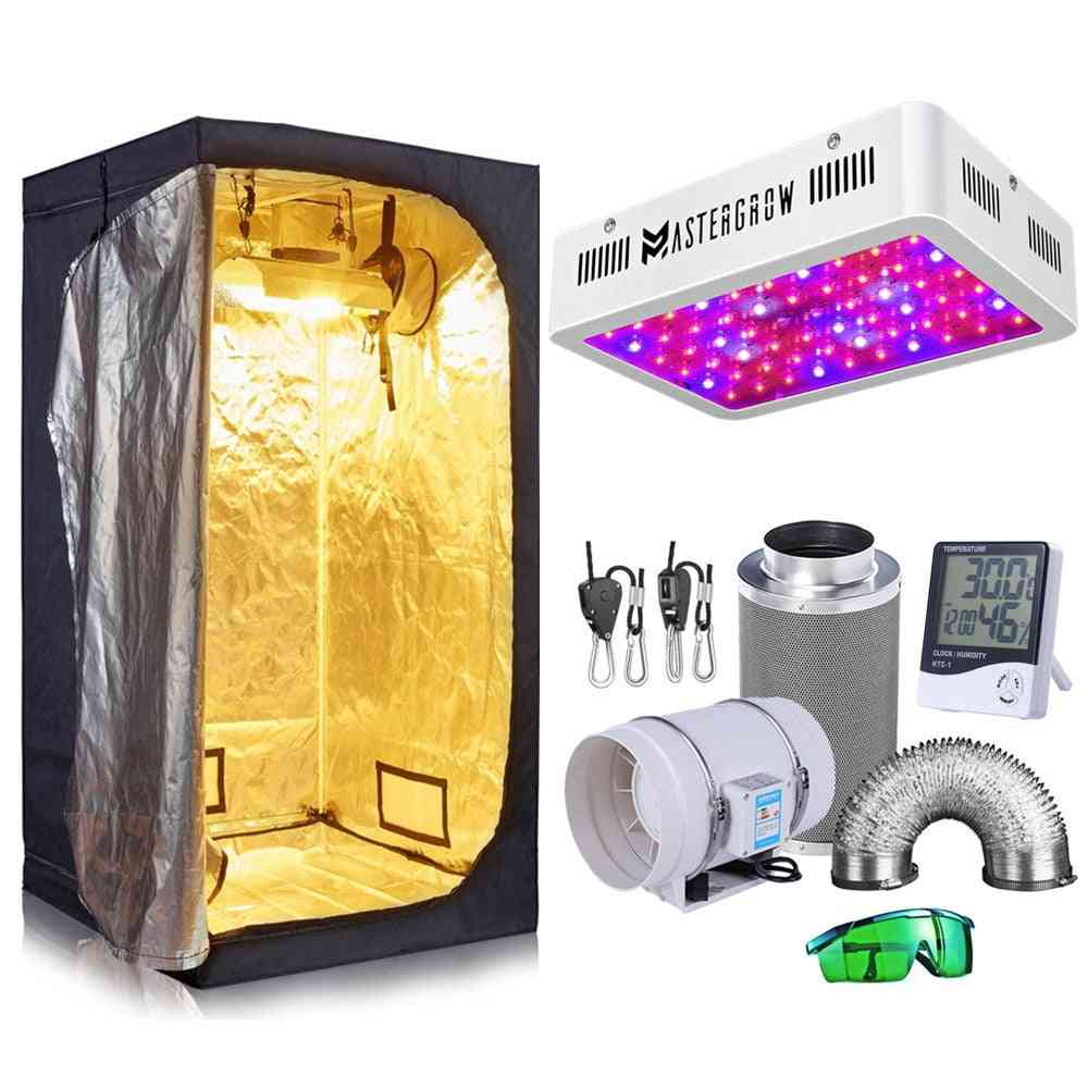 Kit complet de salle de tente de culture système de culture hydroponique, lumière de croissance à LED 1000w + filtre à charbon 4 