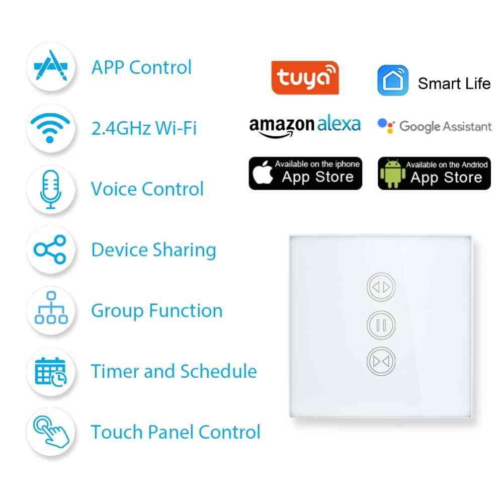 Smart wifi gardin blinds switch til rulleskodder elektrisk rørformet motor, google home alexa echo smart home app timer - 2pc