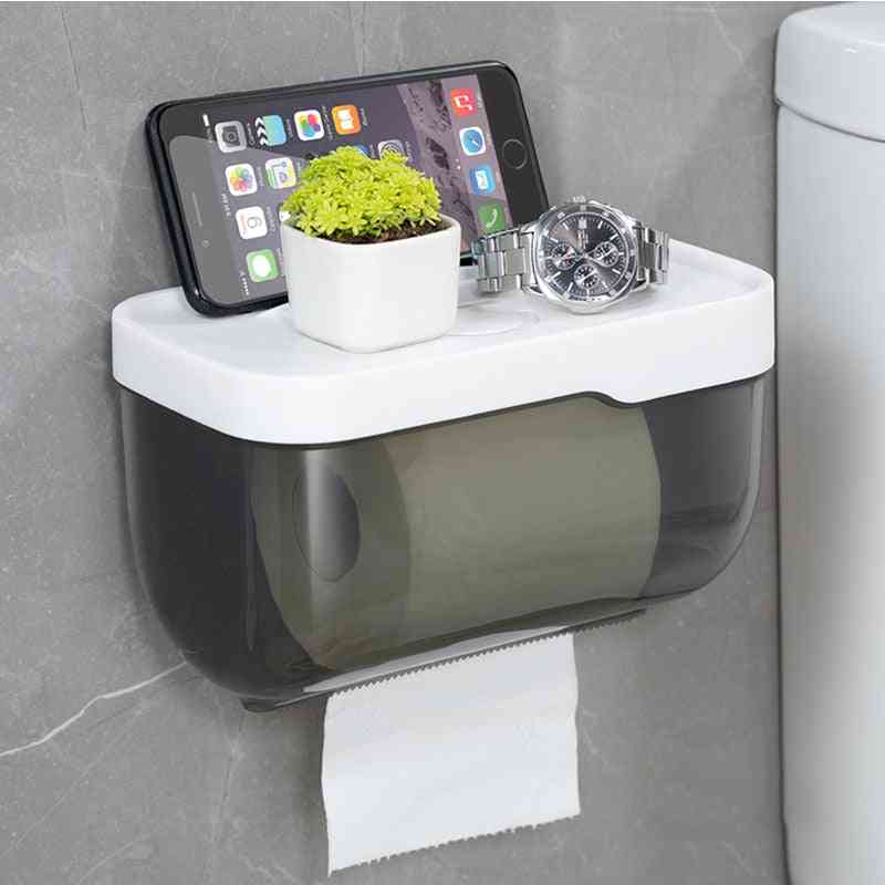 Bad Toilettenpapier Handtuchhalter - Wandhalterung Kunststoff WC Toilettenpapierhalter mit Aufbewahrungsbox - S-Pink