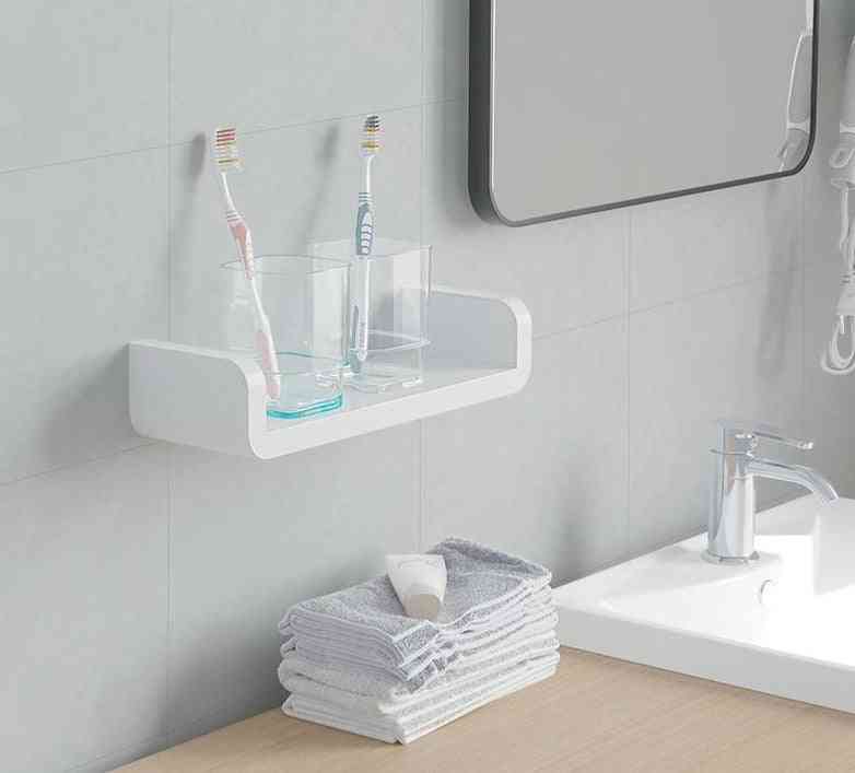 Opbergrek plank voor badkamer en keuken kruiden puin rek douche - wandmontage zelfklevend wit - klein