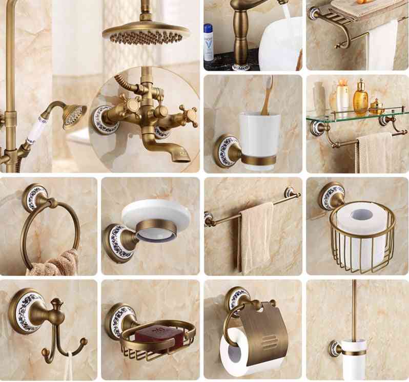Antique Brass Wall-mounted Hardware Set -toilet Paper-holder