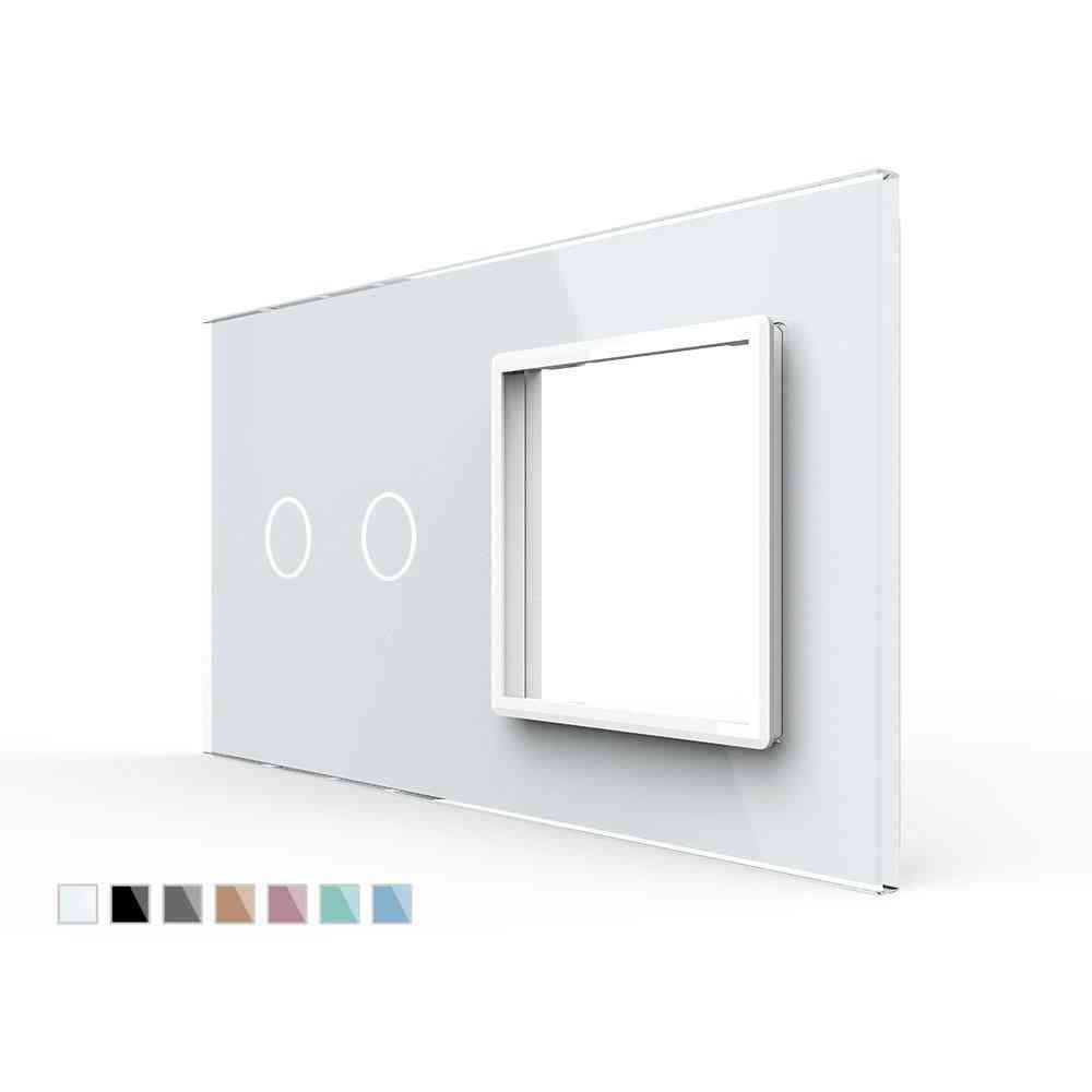 Eu Standard 2gang & 1 Frame Glass Panel For Switch And Socket