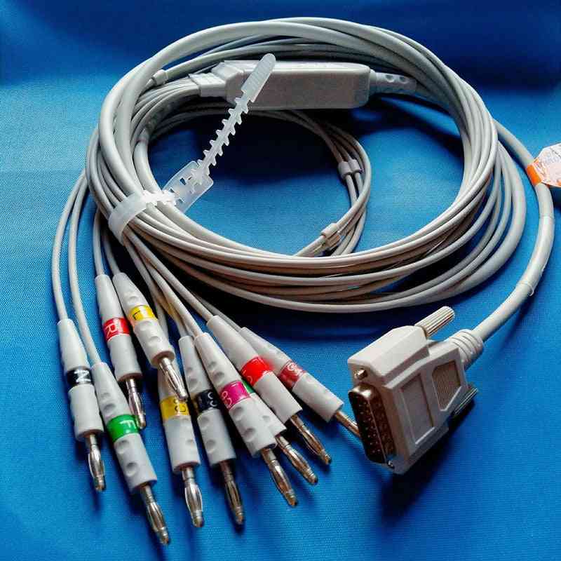 Kompatibel til nihon kohden 9010/9020/9620 EKG-kabel - 10 EKG-ledninger EKG DB 15pin til banan 4.0 med 10k modstand