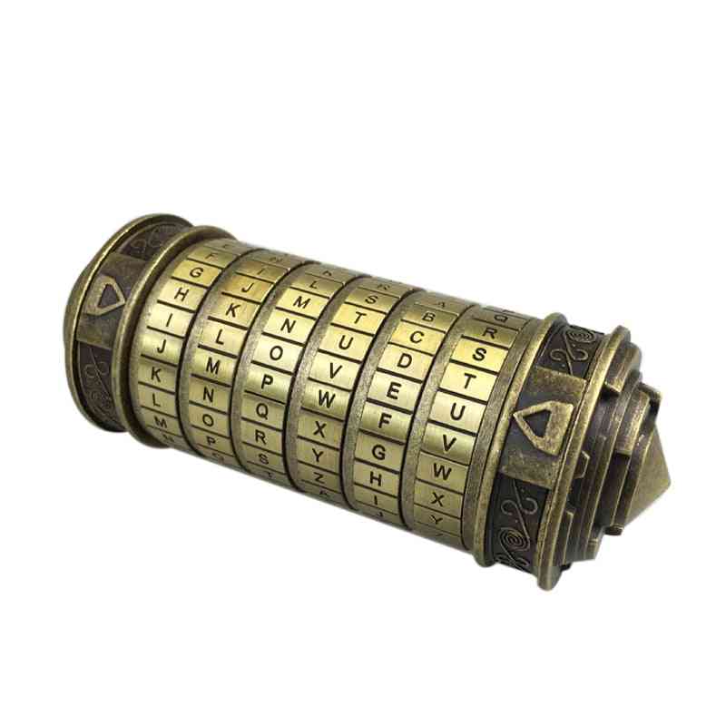 Da vinci Lernspielzeug, Metall Cryptex Schlösser Geschenkideen da Vinci Code Schloss zu heiraten Liebhaber Fluchtkammer Requisiten - Bronze mit Box