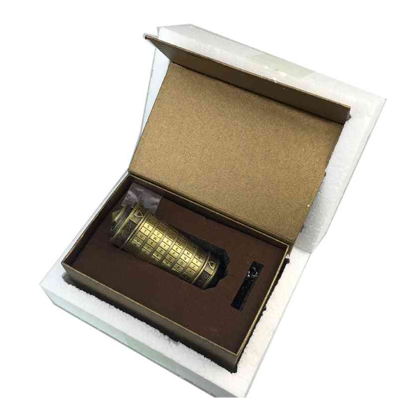 Da vinci Lernspielzeug, Metall Cryptex Schlösser Geschenkideen da Vinci Code Schloss zu heiraten Liebhaber Fluchtkammer Requisiten - Bronze mit Box